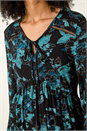 Blue Floral Print Ladder Trim Top, Image 5 of 5