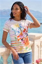 Pink Floral Stripe Top, Image 2 of 4