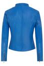 Blue Slim-Fit Leather Biker Jacket-Maldon, Image 3 of 5