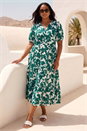 Green Curve Floral Print Dress, Image 2 of 4