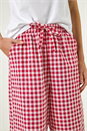 Red Gingham Tie Waist Cropped Trouser , Image 6 of 6