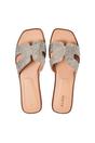 Beige Diamante Flat Sandals, Image 3 of 3