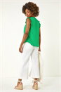 Green V-Neck Ruffle Front Vest Top, Image 3 of 5