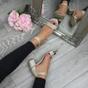 Gold AJVANI Gold Mid Block Heel Ankle Strap Sandals, Image 5 of 6