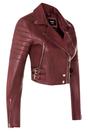 Burgundy Cropped Brando Leather Biker Jacket, Image 4 of 7