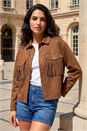 Chocolate Faux Suede Tassel Jacket, Image 2 of 4