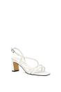 White XY LONDON White Strappy Slingback Mid Block Heel Sandals With Square Toe, Image 2 of 6