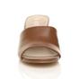 Tan AJVANI Tan Mid Block Heel Peep Toe Mules Sandals, Image 6 of 6