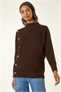 Chocolate Side Buttoned Knit Jumper, Image 4 of 5