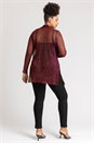 Red Curve Plisse Metallic Kimono, Image 2 of 4