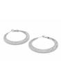 Silver Textured Wide Hoop Earrings, Image 2 of 3