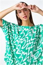 Green Swirl Print Button Back Tunic Top, Image 1 of 5