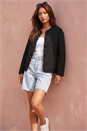 Black Patterned Pocket Edge Jacket , Image 1 of 4