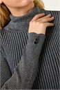 Grey Dusk Stripe Turtle Neck Knit Jumper, Image 5 of 5