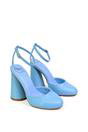 Blue XY LONDON Blue 'Ekin' Ankle Strap Statement Cylinder Block Heel, Image 3 of 5