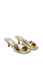 Gold XY LONDON Gold 'Pearl' Square Toe Stiletto Kitten Heel Mule Sandals, Image 3 of 6