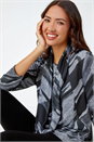 Charcoal Abstract Print Pocket Tunic Top with Snood, Image 1 of 5