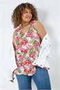 Red Curve Floral V-Neck Stretch Vest Top, Image 1 of 5