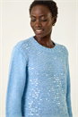 Blue Sparkly Crew Neck Knit Jumper, Image 4 of 5