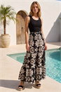 Chocolate Printed Tiered Shirred Maxi Skirt, Image 2 of 4