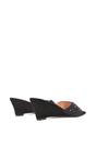 Black XY LONDON Black 'Georgia' Wedge Heel Diamante Square Peep Toe Heeled Mule Sandals, Image 4 of 6