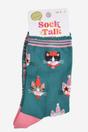 Green Funny Cats Christmas Party Bamboo Socks, Image 5 of 5