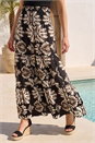 Chocolate Printed Tiered Shirred Maxi Skirt, Image 1 of 4