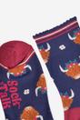 Blue Winter Highland Cow Bamboo Socks, Image 3 of 5