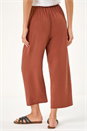 Rust Cropped Linen Blend Trouser, Image 3 of 5