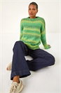 Green Spacedye Stripe Crew Neck Jumper, Image 2 of 5