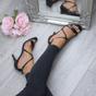 Black AJVANI Black High Heel Crossed Straps Buckle Sandals, Image 5 of 6