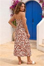 Rust Petite Leaf Print Strappy Midi Dress, Image 3 of 4