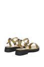 Gold XY LONDON Gold 'Sorella' Low Heel Chunky Sandals With Ankle Strap, Image 4 of 6