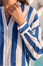 Navy  Stripe Print Relaxed Button Shirt, Image 4 of 4