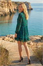 Green Petite Animal Print Frill Hem Dress, Image 3 of 4