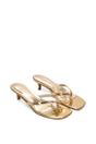 Gold XY LONDON Gold 'Jane' Toe Post Low Kitten Heel Mule Sandal Shoes, Image 5 of 6