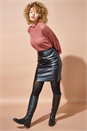 Black Faux Leather Mini Skirt, Image 3 of 4