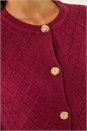 Burgundy Cable Knit Buttoned Cardigan, Image 5 of 5