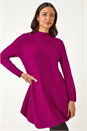MAGENTA V Stitch High Neck Knitted Dress, Image 1 of 5