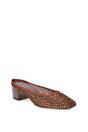 Brown XY LONDON Brown 'Brooklyn' Square Toe Court Shoe Mule Block Heels With Crystal Mesh, Image 2 of 6