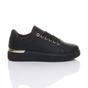 Black Flat Chunky Diamante Sparkly Trainers, Image 2 of 6