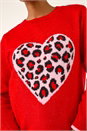 Red Animal Heart Detail Knit Jumper , Image 5 of 5