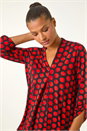 Red Spot Print Pleat Front Top, Image 1 of 5