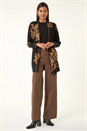Black Contrast Floral Print Cardigan , Image 2 of 5