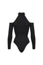 Black Cold Shoulder Sculpting Bodysuit, Image 2 of 5