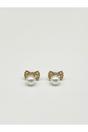 Gold Diamante Bow Pearl Drop Earrings - Gift Boxed, Image 4 of 5