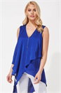 Royal Blue Sleeveless Asymmetric Necklace Top , Image 1 of 8