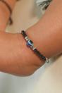  Silver Evil Eye Black Beaded Kids Indian Nazaria Bracelet, Image 2 of 2