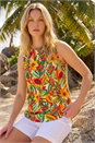 Green Floral Fruit Print Shell Top, Image 2 of 4