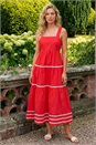 CORAL Ric Rac Tiered Midi Dress, Image 1 of 4